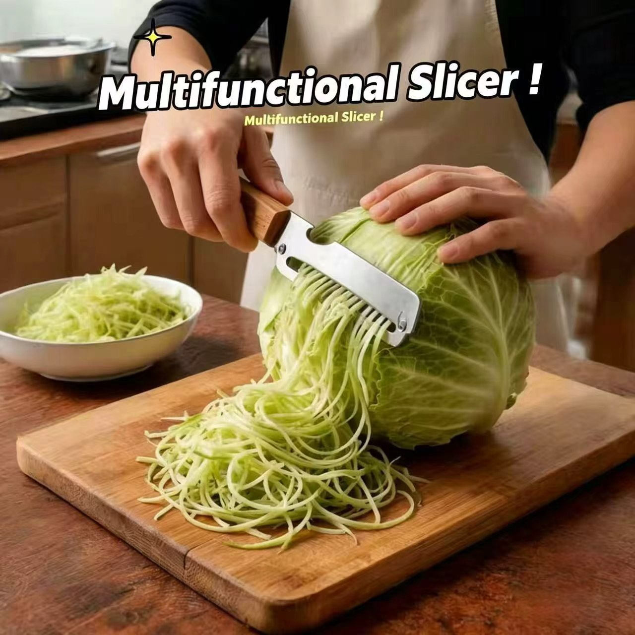 Vegetable Kitchen Gadgets - Овощечистка 3-в-1 с деревянной ручкой и